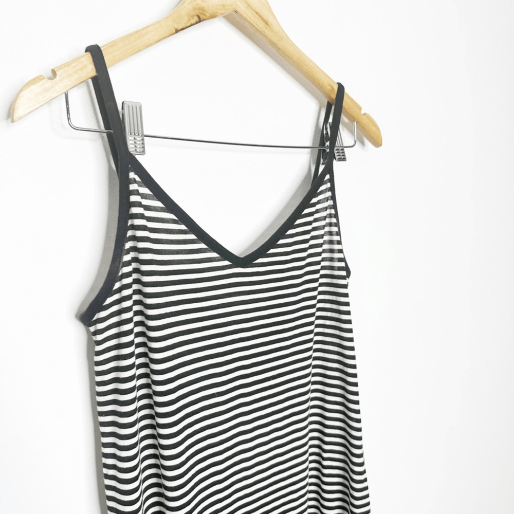 n:PHILANTHROPY STRIPED Tank midi DRESS black white cotton women's large L - Picture 3 of 7